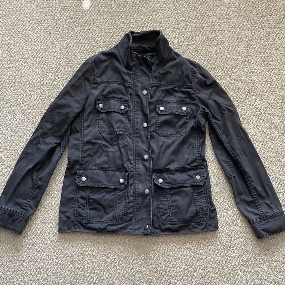 J. Crew Relaxed Boyfriend Field Jacket Dark Grey Size Small Utility Full Zip EUC